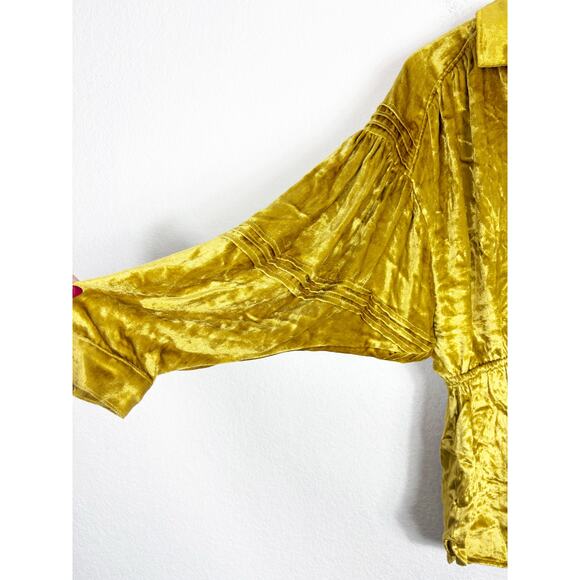 Urban Outfitters New Moon Velvet Romper Cinched Waist Tie Slouchy Gold Medium - Picture 11 of 14